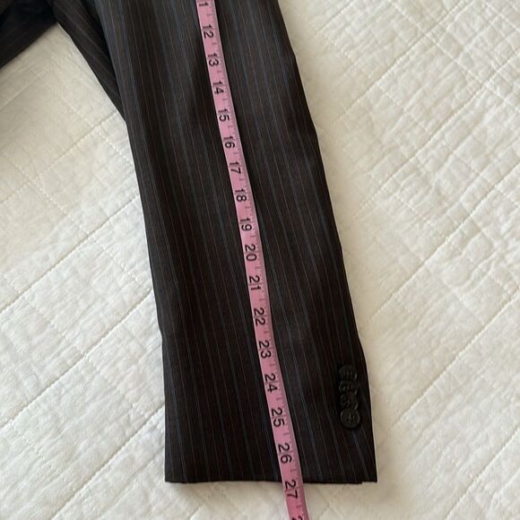 Peter Millar Sport Coat Mens Size 46L Brown Blue Stripe Blazer Jacket 100% Wool - Picture 16 of 16